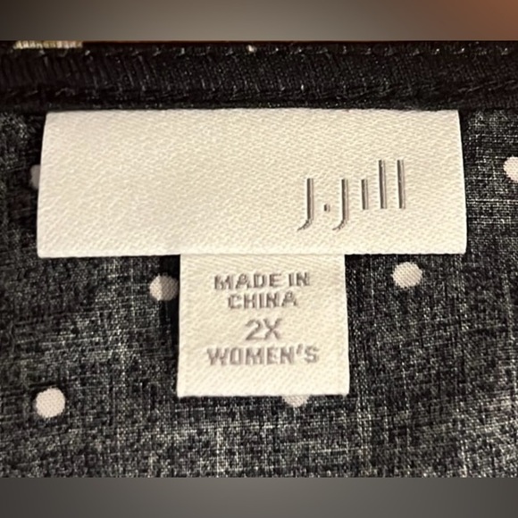 J.Jill black floral polka dot 3/4 sleeve tunic top size 2X - Picture 8 of 10